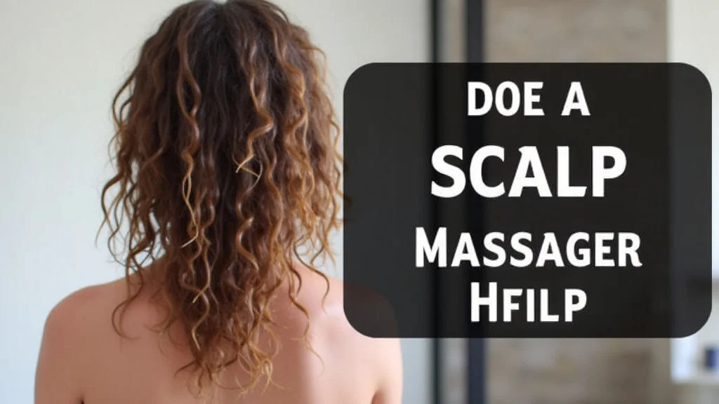 This image shows a hand using a scalp massager, illustrating how it might help hair growth.