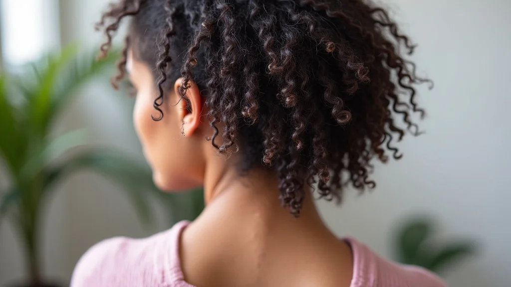 The image shows a hand holding a hair scalp massager, demonstrating benefits for healthy hair growth.