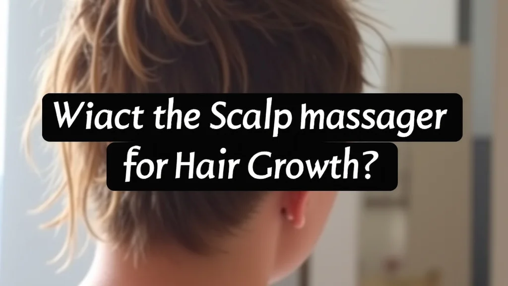 The image shows a person using a scalp massager, demonstrating benefits for hair growth.